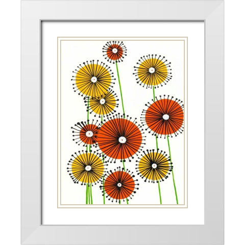 Flower Wheels I White Modern Wood Framed Art Print with Double Matting by Moore, Regina