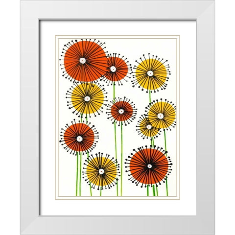 Flower Wheels II White Modern Wood Framed Art Print with Double Matting by Moore, Regina