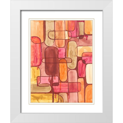 Mod Sunset I White Modern Wood Framed Art Print with Double Matting by Moore, Regina