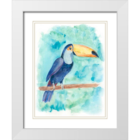 Sweet Tropical Bird I White Modern Wood Framed Art Print with Double Matting by Moore, Regina