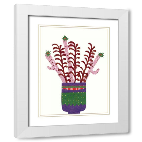 Cheerful Succulent II White Modern Wood Framed Art Print with Double Matting by Moore, Regina