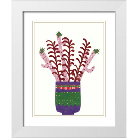Cheerful Succulent II White Modern Wood Framed Art Print with Double Matting by Moore, Regina