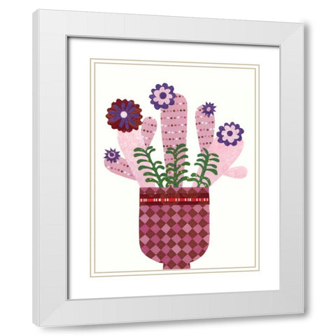 Cheerful Succulent III White Modern Wood Framed Art Print with Double Matting by Moore, Regina