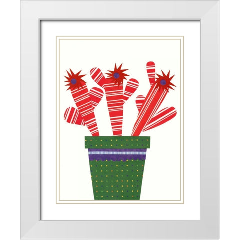 Cheerful Succulent V White Modern Wood Framed Art Print with Double Matting by Moore, Regina