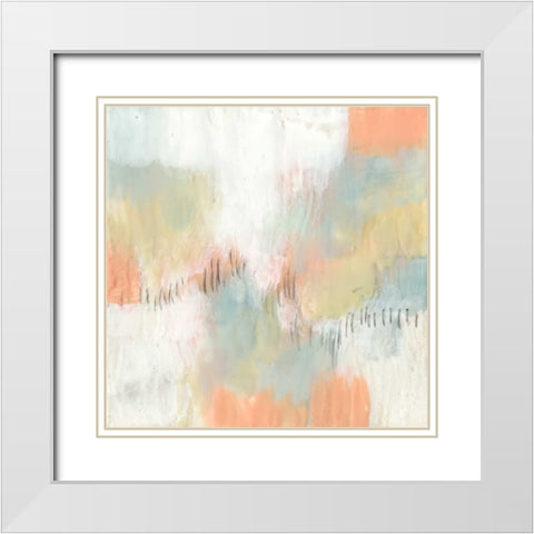 Stitched Pastels II White Modern Wood Framed Art Print with Double Matting by Goldberger, Jennifer