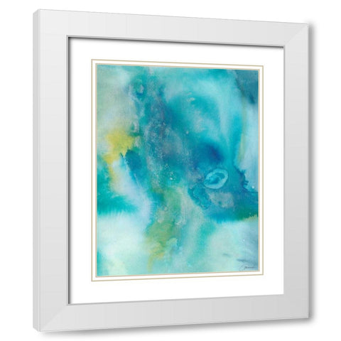 Sea Jade I White Modern Wood Framed Art Print with Double Matting by Combs, Joyce
