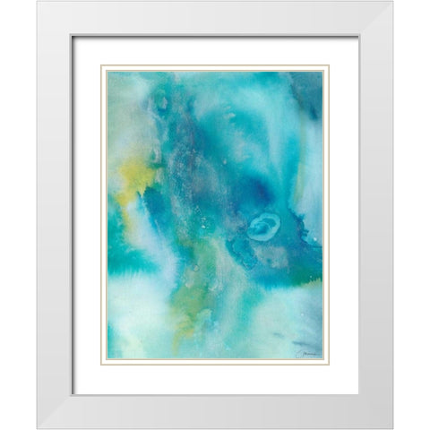 Sea Jade I White Modern Wood Framed Art Print with Double Matting by Combs, Joyce