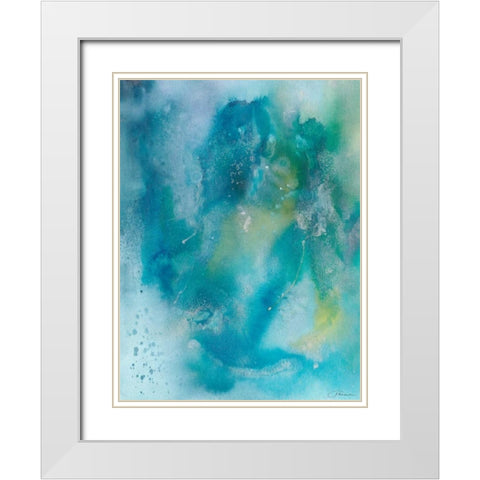Sea Jade II White Modern Wood Framed Art Print with Double Matting by Combs, Joyce