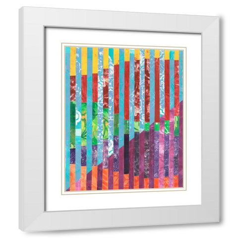Quilted Monoprints III White Modern Wood Framed Art Print with Double Matting by Moore, Regina