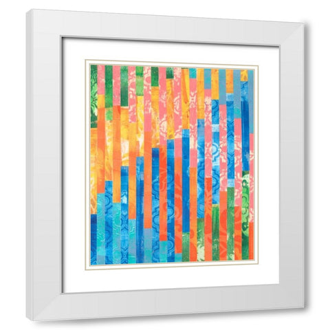Quilted Monoprints V White Modern Wood Framed Art Print with Double Matting by Moore, Regina