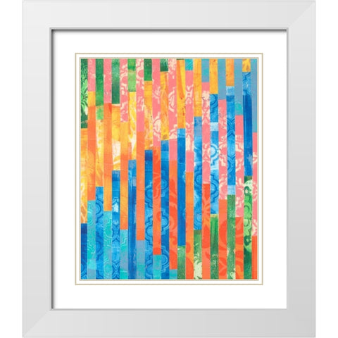 Quilted Monoprints V White Modern Wood Framed Art Print with Double Matting by Moore, Regina