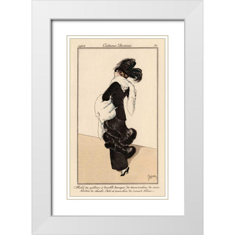 Vintage French Fashion I White Modern Wood Framed Art Print with Double Matting by Unknown
