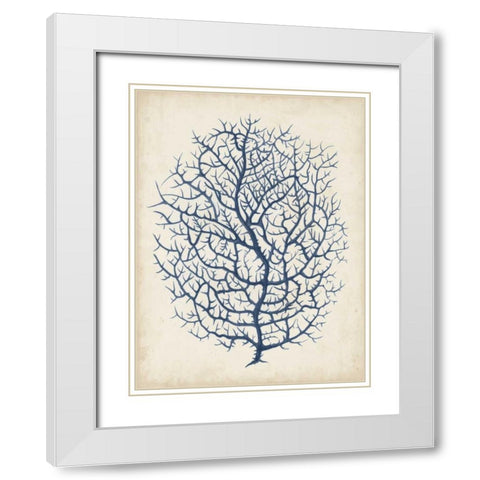 Indigo Coral I White Modern Wood Framed Art Print with Double Matting by Vision Studio