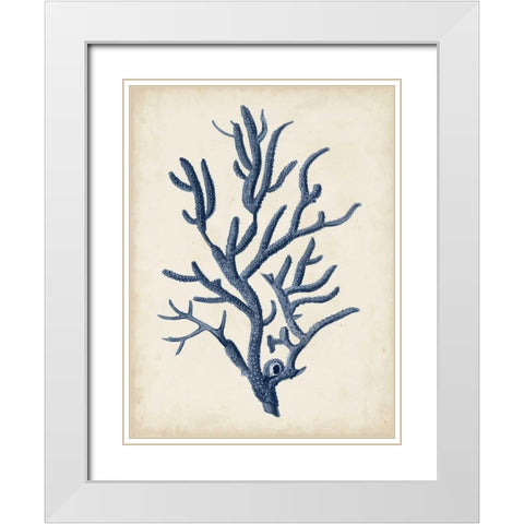 Indigo Coral IV White Modern Wood Framed Art Print with Double Matting by Vision Studio