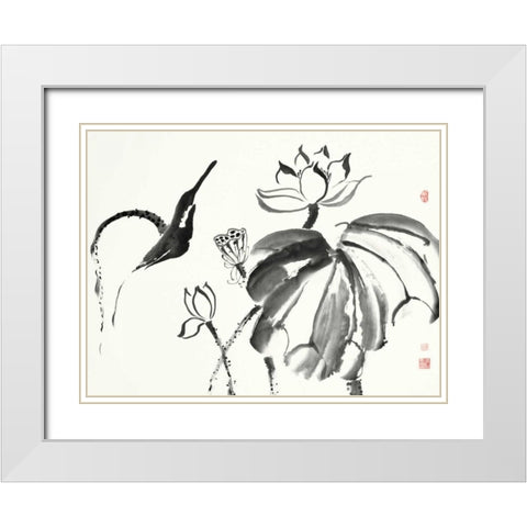 Lotus Study I White Modern Wood Framed Art Print with Double Matting by Rae, Nan