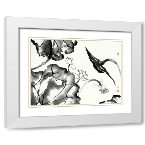 Lotus Study II White Modern Wood Framed Art Print with Double Matting by Rae, Nan