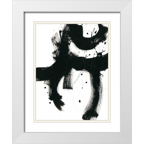 Onyx Gesture I White Modern Wood Framed Art Print with Double Matting by Vess, June Erica