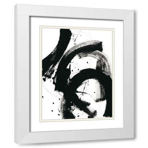 Onyx Gesture II White Modern Wood Framed Art Print with Double Matting by Vess, June Erica