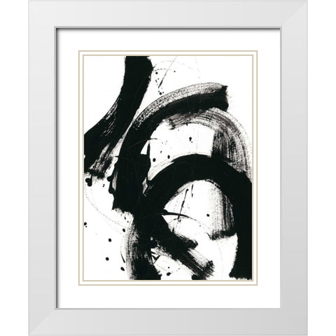 Onyx Gesture II White Modern Wood Framed Art Print with Double Matting by Vess, June Erica