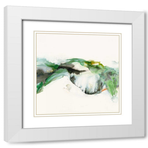 Green Terrain I White Modern Wood Framed Art Print with Double Matting by Jasper, Sisa