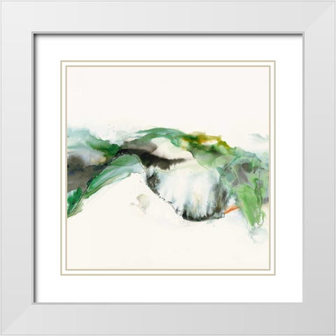 Green Terrain I White Modern Wood Framed Art Print with Double Matting by Jasper, Sisa