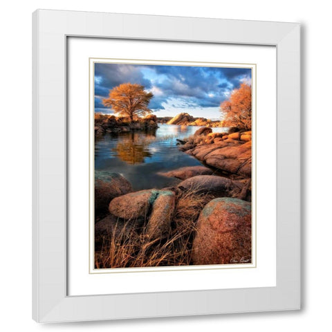 Rocky Lake II White Modern Wood Framed Art Print with Double Matting by Drost, David