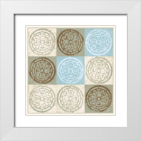 Blue Squared I White Modern Wood Framed Art Print with Double Matting by Saunders, Alonzo