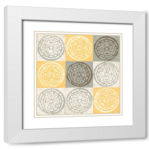 Yellow Squared II White Modern Wood Framed Art Print with Double Matting by Saunders, Alonzo
