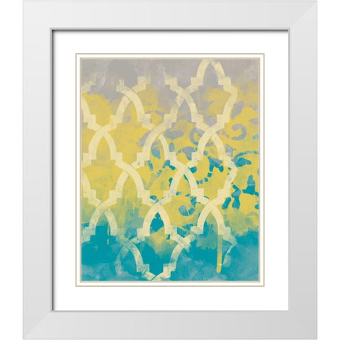 Yellow in the Middle I White Modern Wood Framed Art Print with Double Matting by Saunders, Alonzo