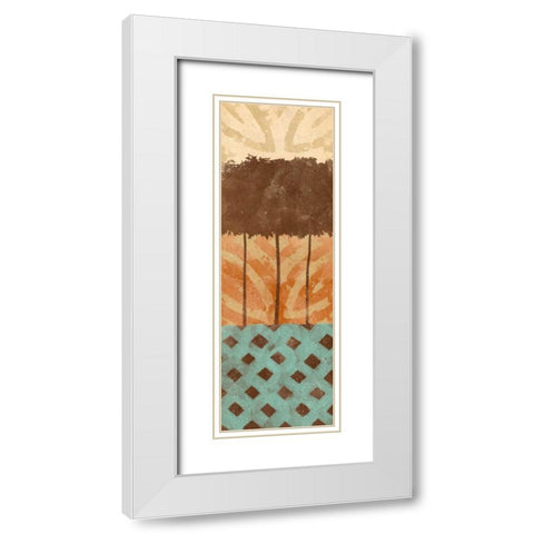 Tribal Trio II White Modern Wood Framed Art Print with Double Matting by Saunders, Alonzo