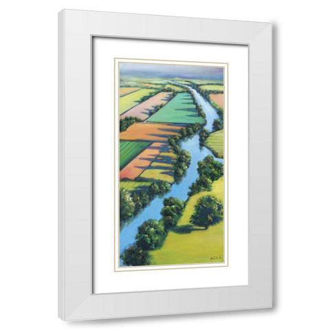 Flying Above I White Modern Wood Framed Art Print with Double Matting by Mica