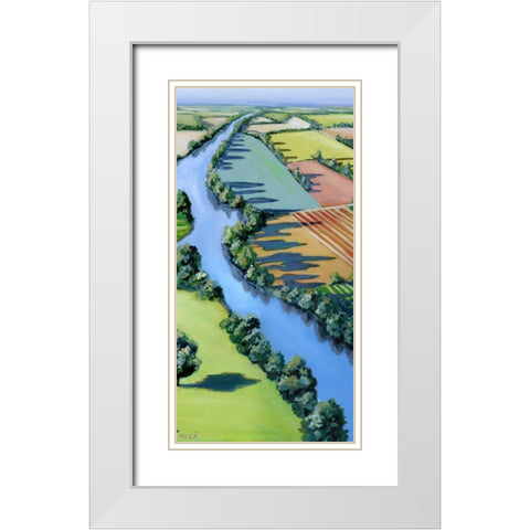 Flying Above II White Modern Wood Framed Art Print with Double Matting by Mica