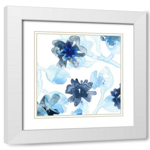 Blue Gossamer Garden II White Modern Wood Framed Art Print with Double Matting by Vess, June Erica