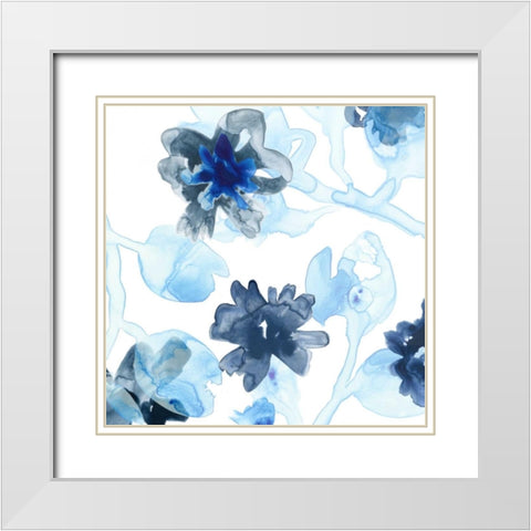 Blue Gossamer Garden II White Modern Wood Framed Art Print with Double Matting by Vess, June Erica