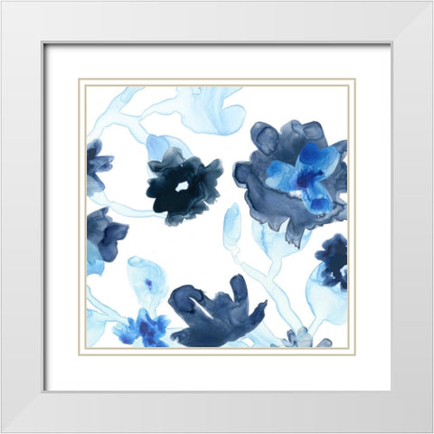 Blue Gossamer Garden III White Modern Wood Framed Art Print with Double Matting by Vess, June Erica