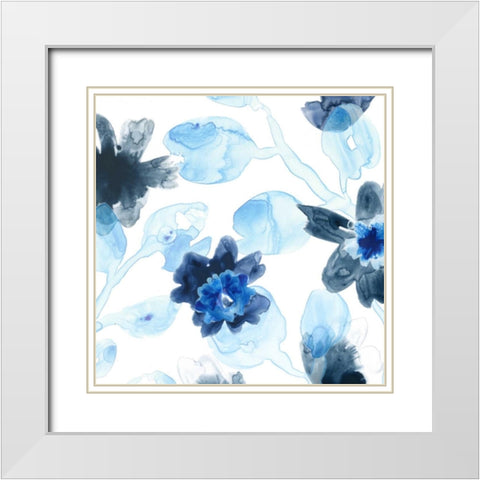 Blue Gossamer Garden IV White Modern Wood Framed Art Print with Double Matting by Vess, June Erica