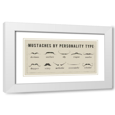 Mustaches Personalities White Modern Wood Framed Art Print with Double Matting by Johnson, Jason