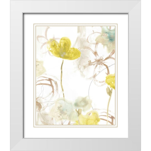 Floral Arc II White Modern Wood Framed Art Print with Double Matting by Vess, June Erica