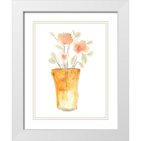 Blossom Pop Study I White Modern Wood Framed Art Print with Double Matting by Vess, June Erica