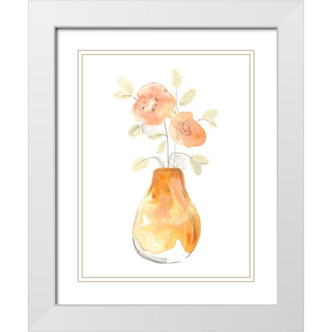 Blossom Pop Study II White Modern Wood Framed Art Print with Double Matting by Vess, June Erica