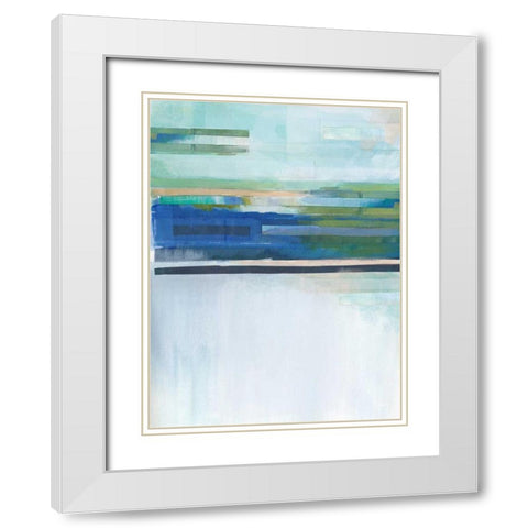 Blue Lapis Waterfall I White Modern Wood Framed Art Print with Double Matting by Jerry, Alison
