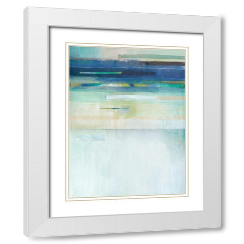 Blue Lapis Waterfall II White Modern Wood Framed Art Print with Double Matting by Jerry, Alison