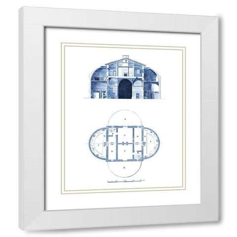 Custom Architectural Blueprint V White Modern Wood Framed Art Print with Double Matting by George, Andrew Cook