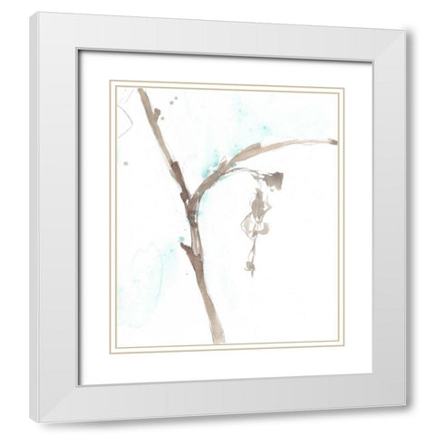 Ginkgo on Dusty Teal VIII White Modern Wood Framed Art Print with Double Matting by Goldberger, Jennifer