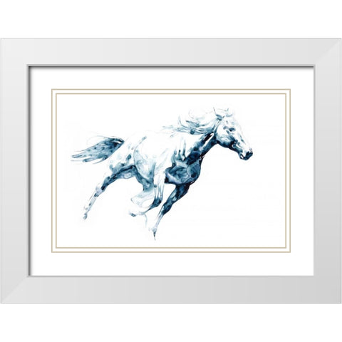 Sapphire Gallop I White Modern Wood Framed Art Print with Double Matting by Chapman, Julie T.