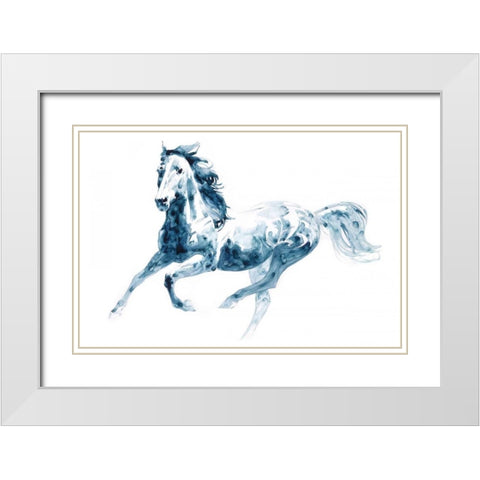 Sapphire Gallop II White Modern Wood Framed Art Print with Double Matting by Chapman, Julie T.