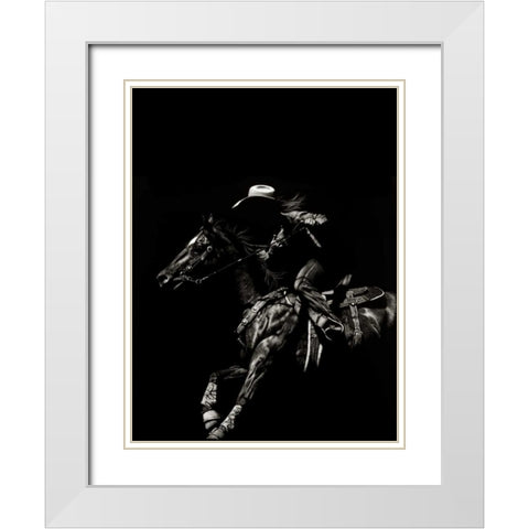Scratchboard Rodeo I White Modern Wood Framed Art Print with Double Matting by Chapman, Julie T.