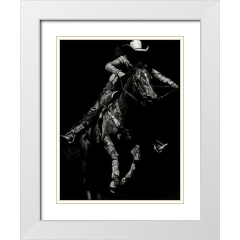 Scratchboard Rodeo IV White Modern Wood Framed Art Print with Double Matting by Chapman, Julie T.
