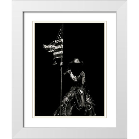 Scratchboard Rodeo VI White Modern Wood Framed Art Print with Double Matting by Chapman, Julie T.