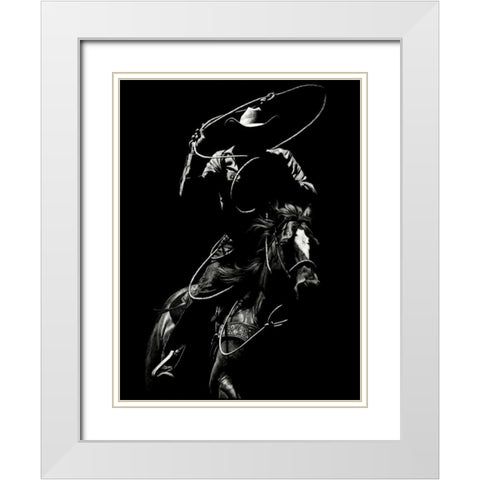 Scratchboard Rodeo VII White Modern Wood Framed Art Print with Double Matting by Chapman, Julie T.